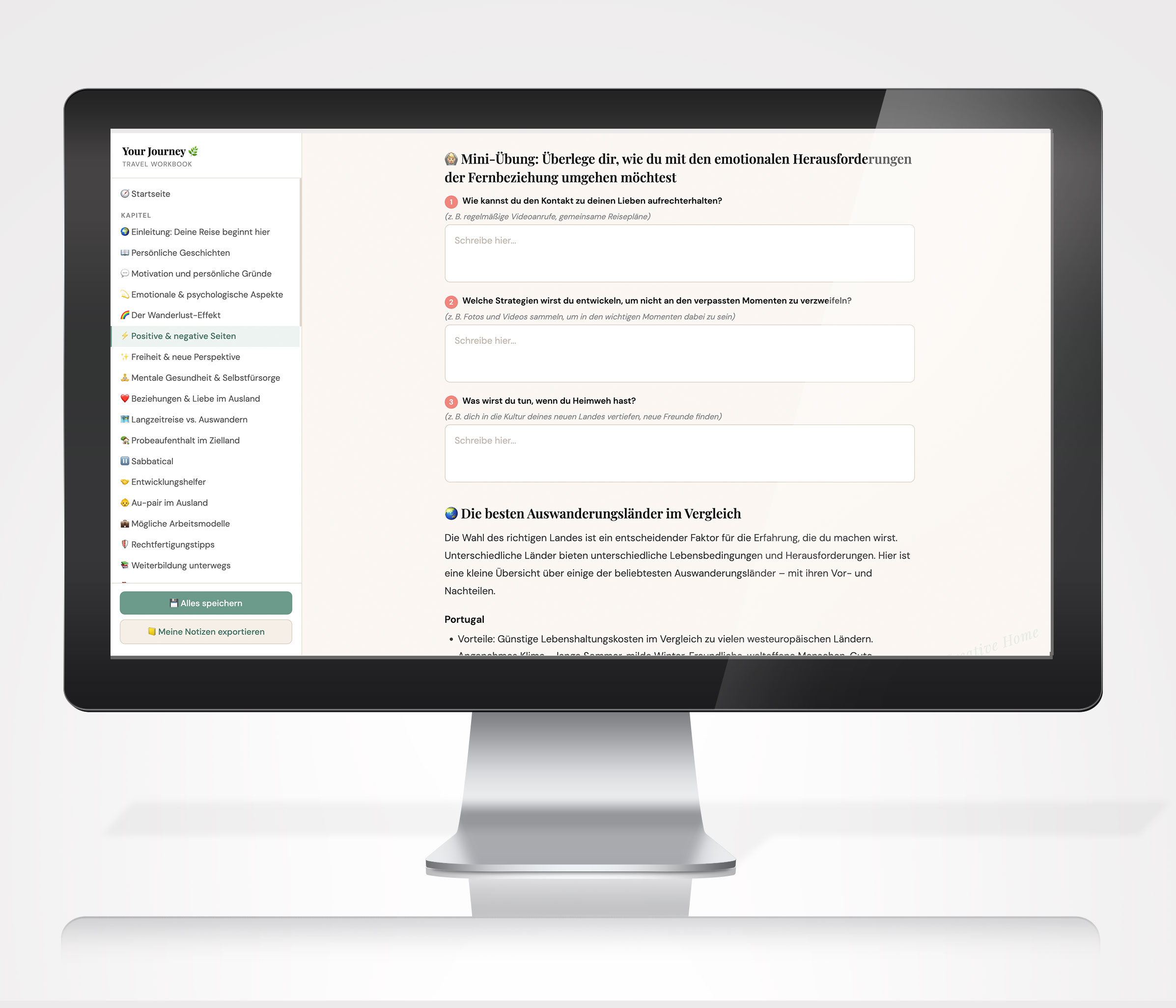 Auswandern Ratgeber Workbook | Sabbatical, Remote Work, Auszeit im Ausland planen | Your Journey | Digitaler Download